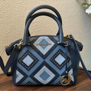 LIKE NEW Michael Kors Riley Small Blue Patchwork